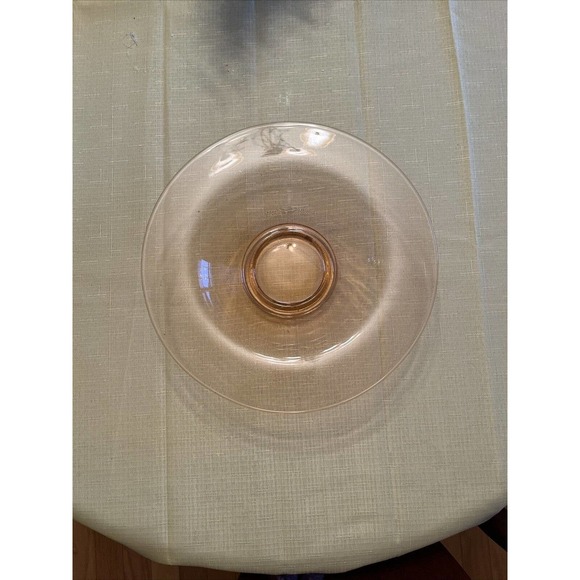 Vintage ClearPink Depression Glass Rolled Edge Console Bowl Serving Dish 11 1/4” - Picture 2 of 6